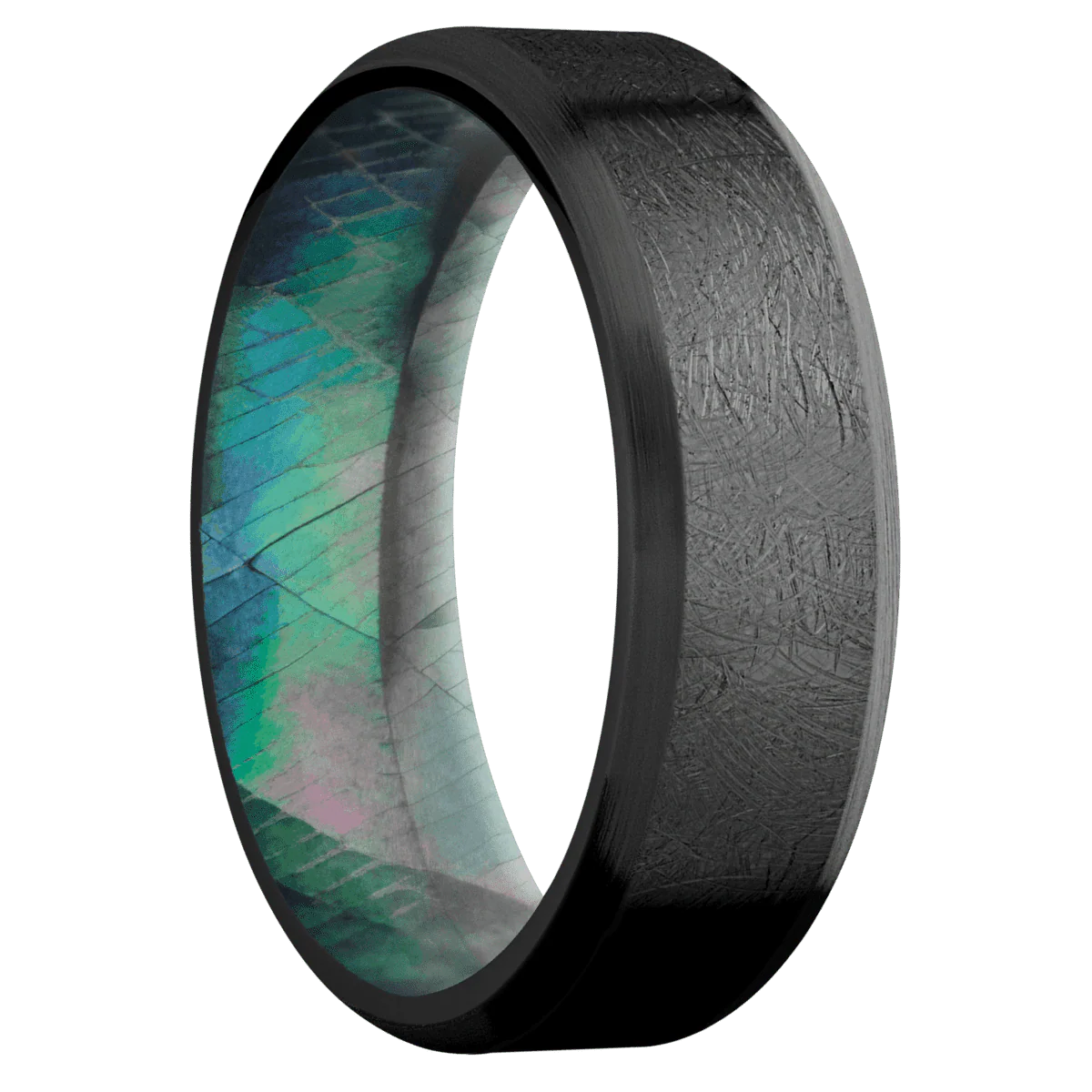 Zirconium + Distressed , Satin Finish + Black Mother of Pearl