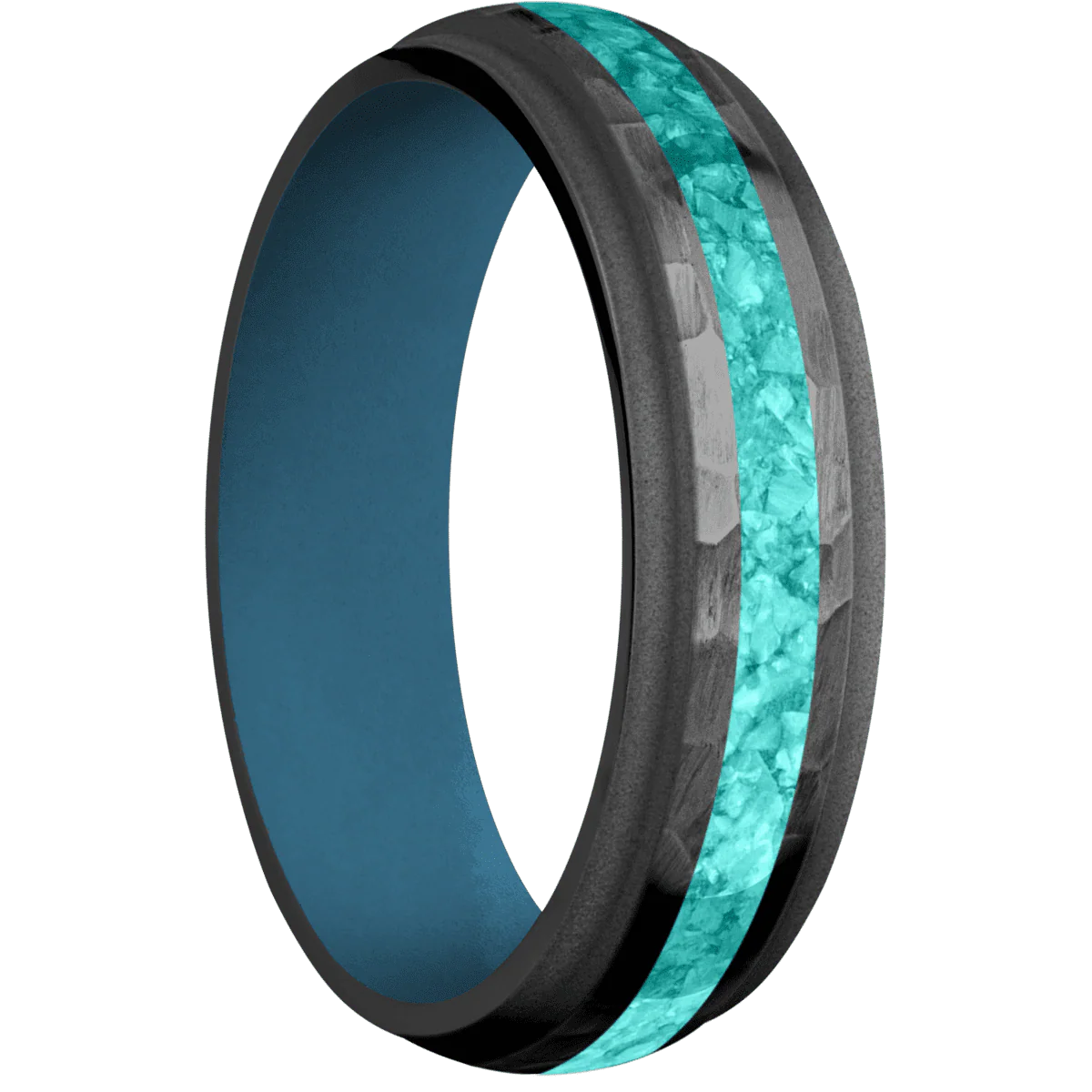 Zirconium + Hammer , Bead Finish + Royal Blue