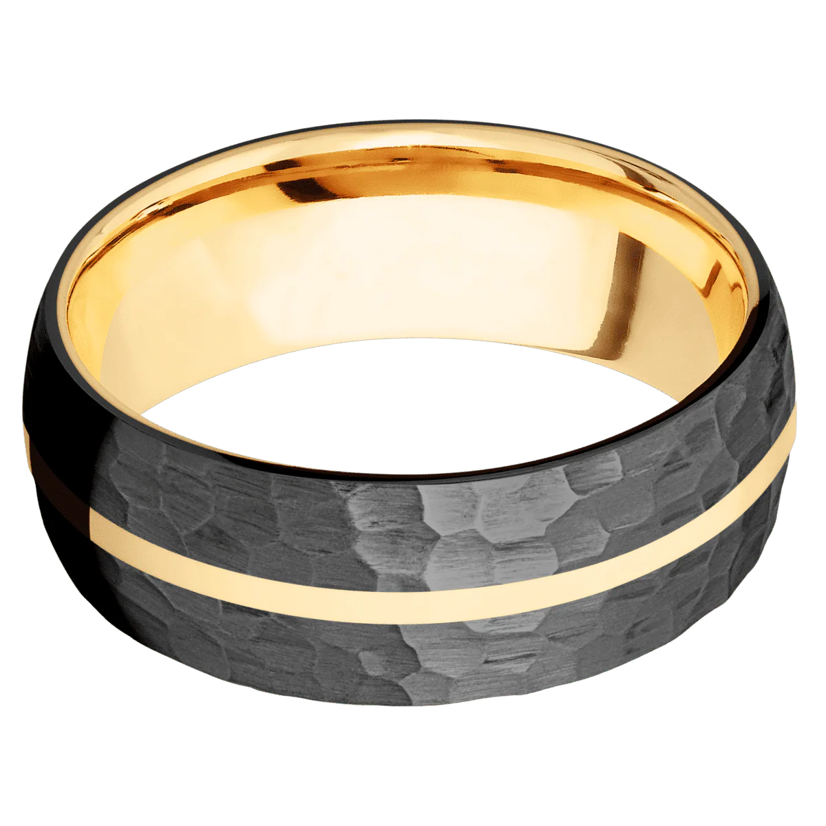 Zirconium + Hammer Finish + 14K Yellow Gold - Image 3