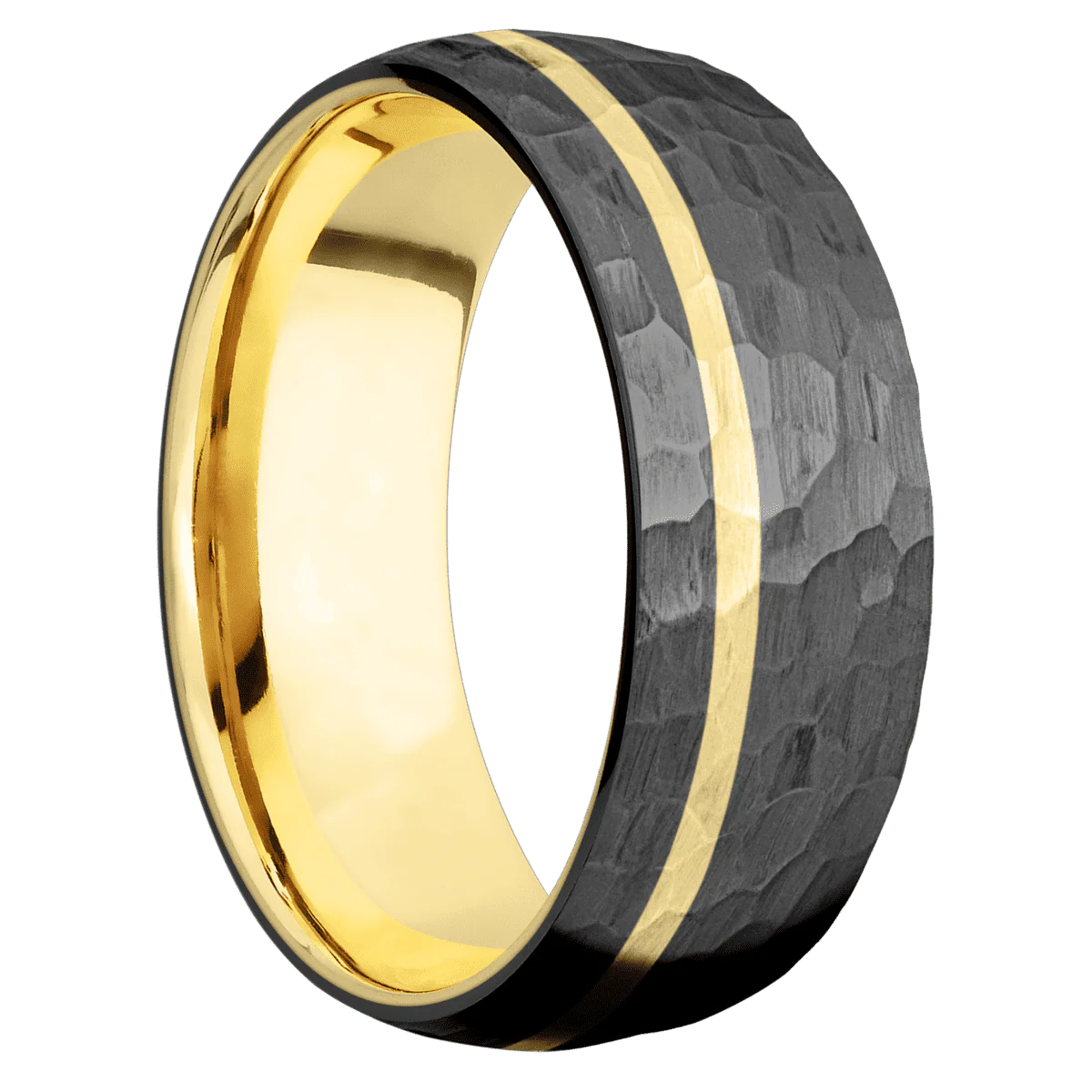Zirconium + Hammer , Hammer Finish + 14K Yellow Gold