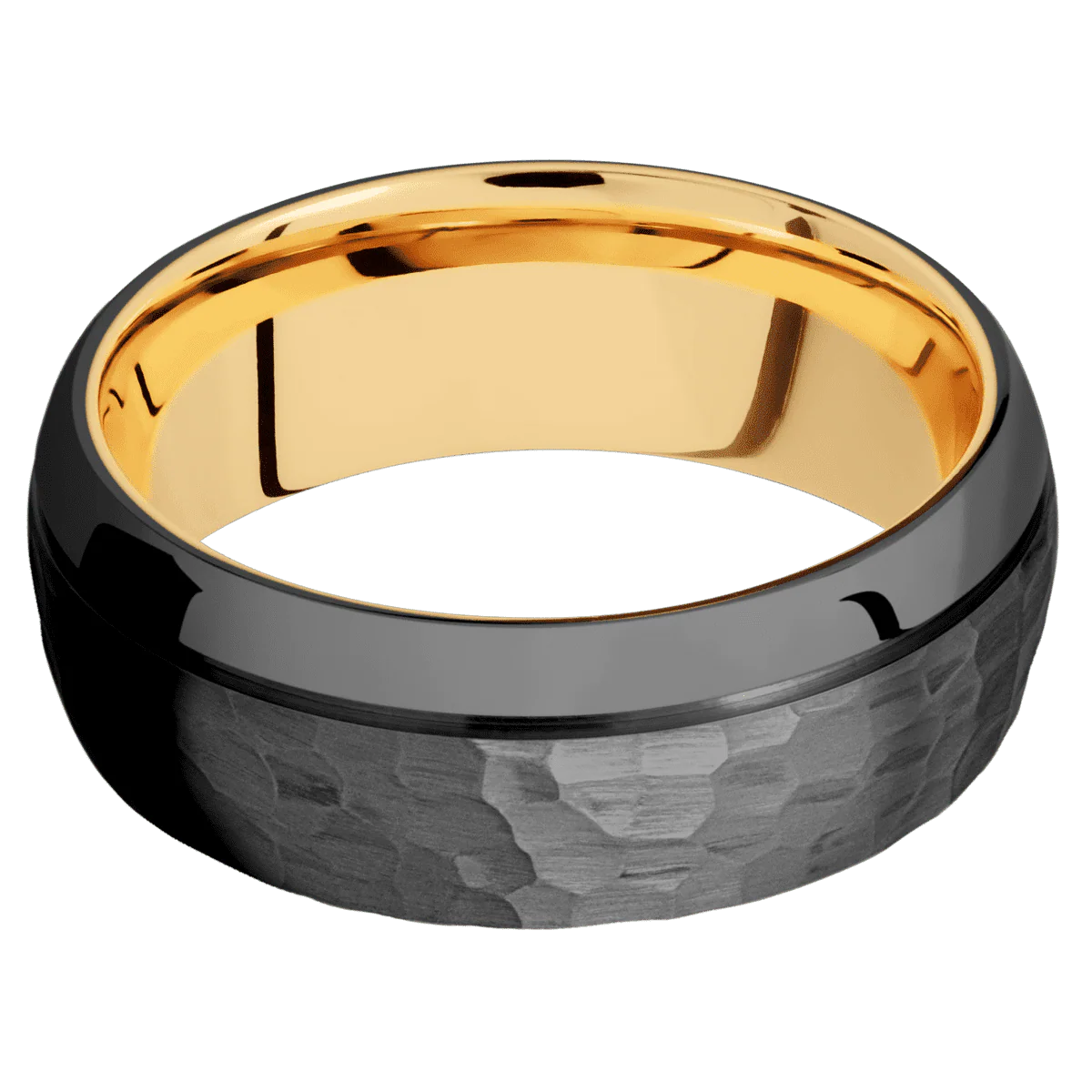 Zirconium + Hammer , Polish Finish + 14K Yellow Gold - Image 3