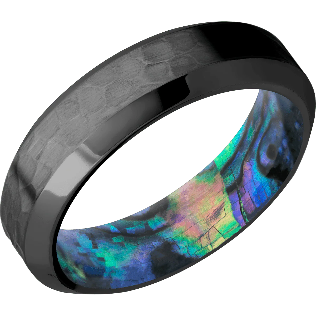Zirconium + Hammer , Polish Finish + Abalone - Image 2