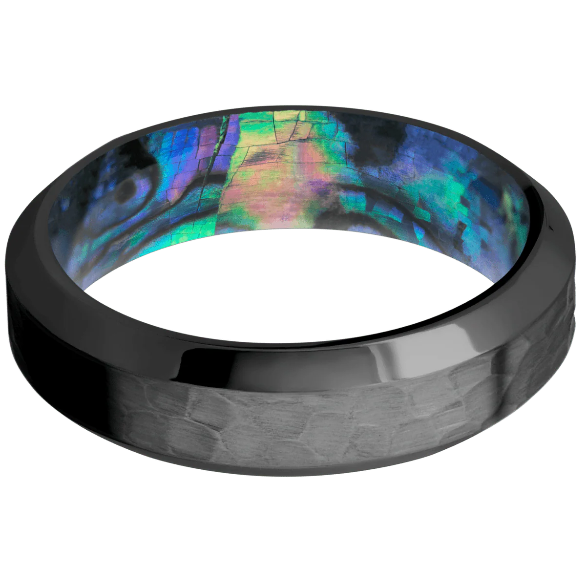 Zirconium + Hammer , Polish Finish + Abalone - Image 3