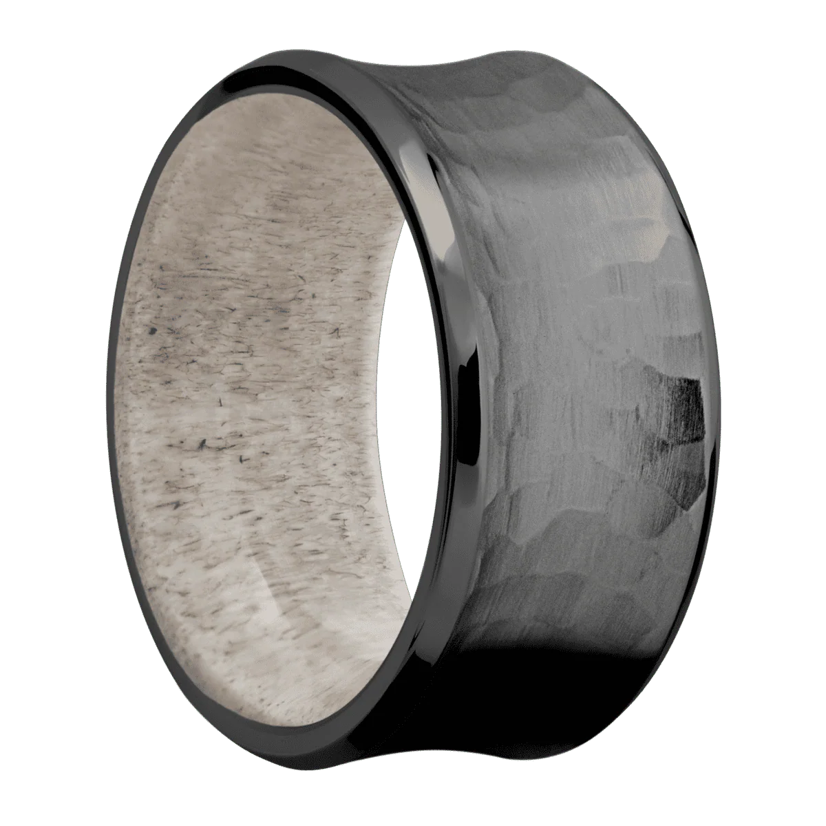 Zirconium + Hammer , Polish Finish + Antler