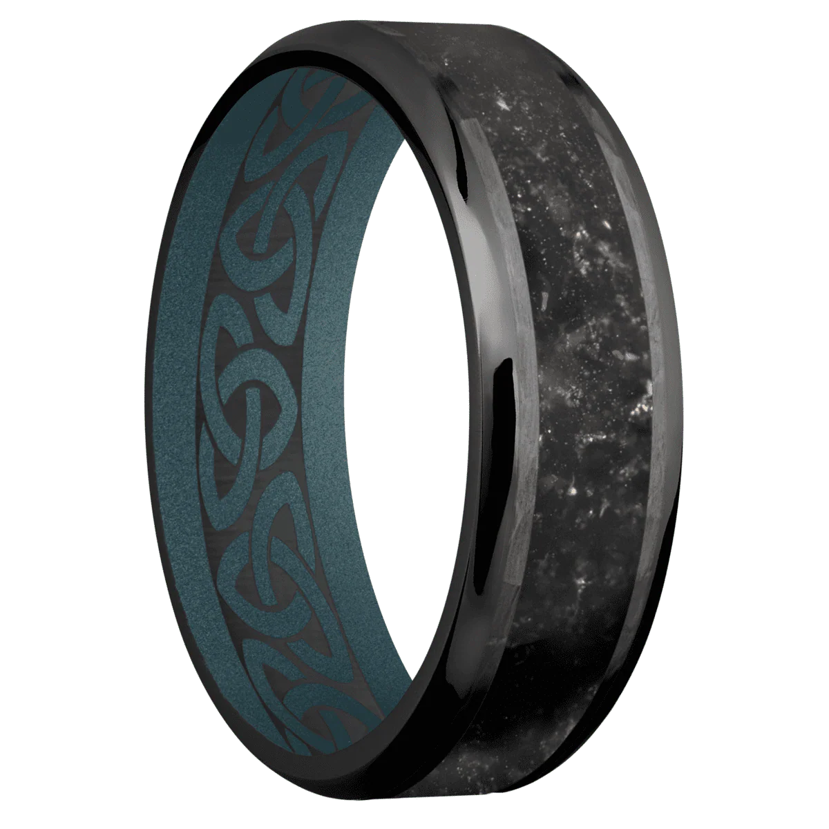 Zirconium + Hammer , Polish Finish + Blue Titanium