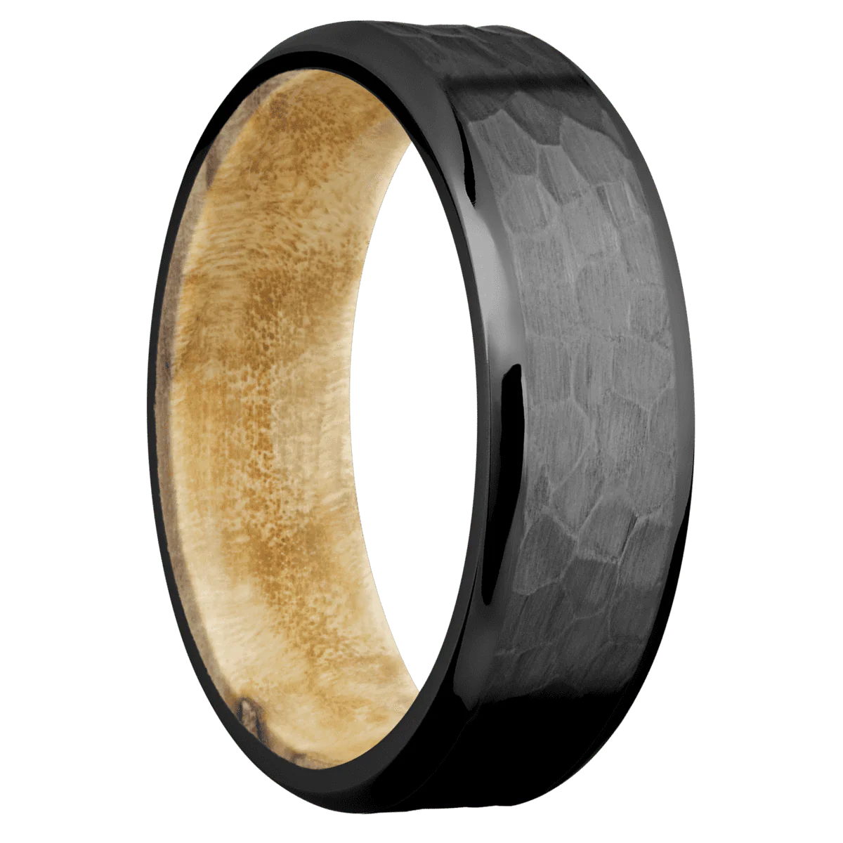Zirconium + Hammer , Polish Finish + Boxelder Burl