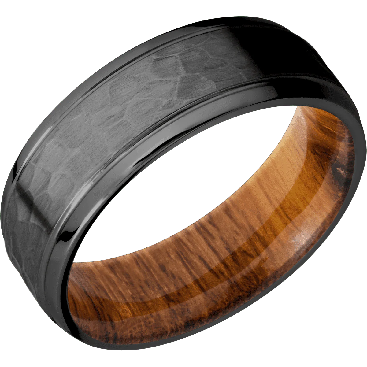 Zirconium + Hammer , Polish Finish + Desert Iron Wood - Image 2