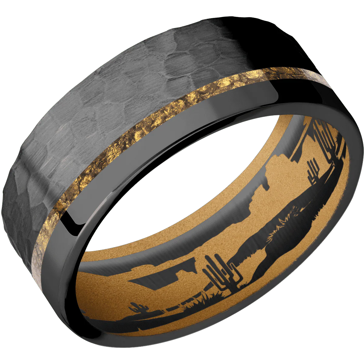 Zirconium + Hammer , Polish Finish + Gold - Image 2
