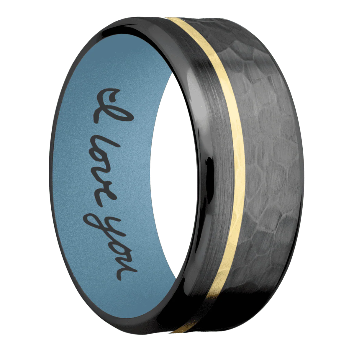 Zirconium + Hammer , Polish Finish + Polar Blue