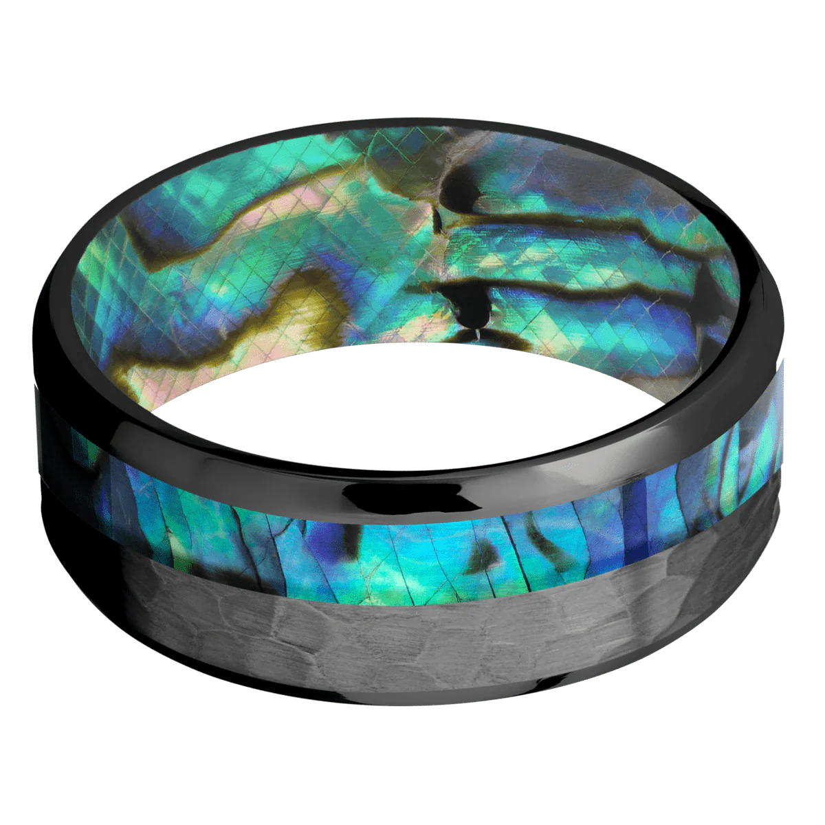 Zirconium + Hammer , Satin Finish + Abalone - Image 3
