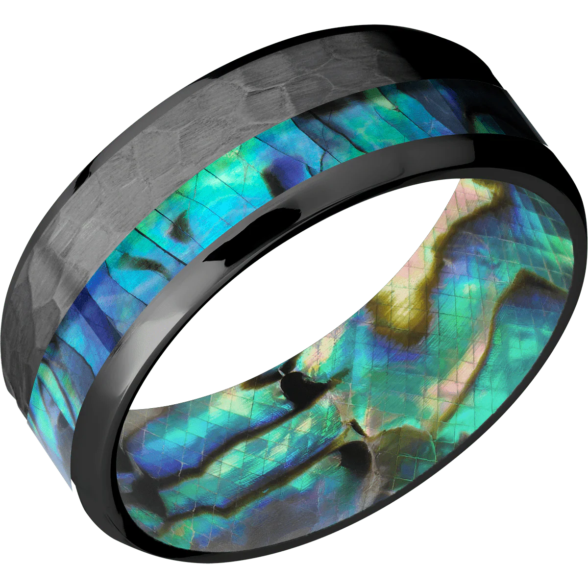 Zirconium + Hammer , Satin Finish + Abalone - Image 2