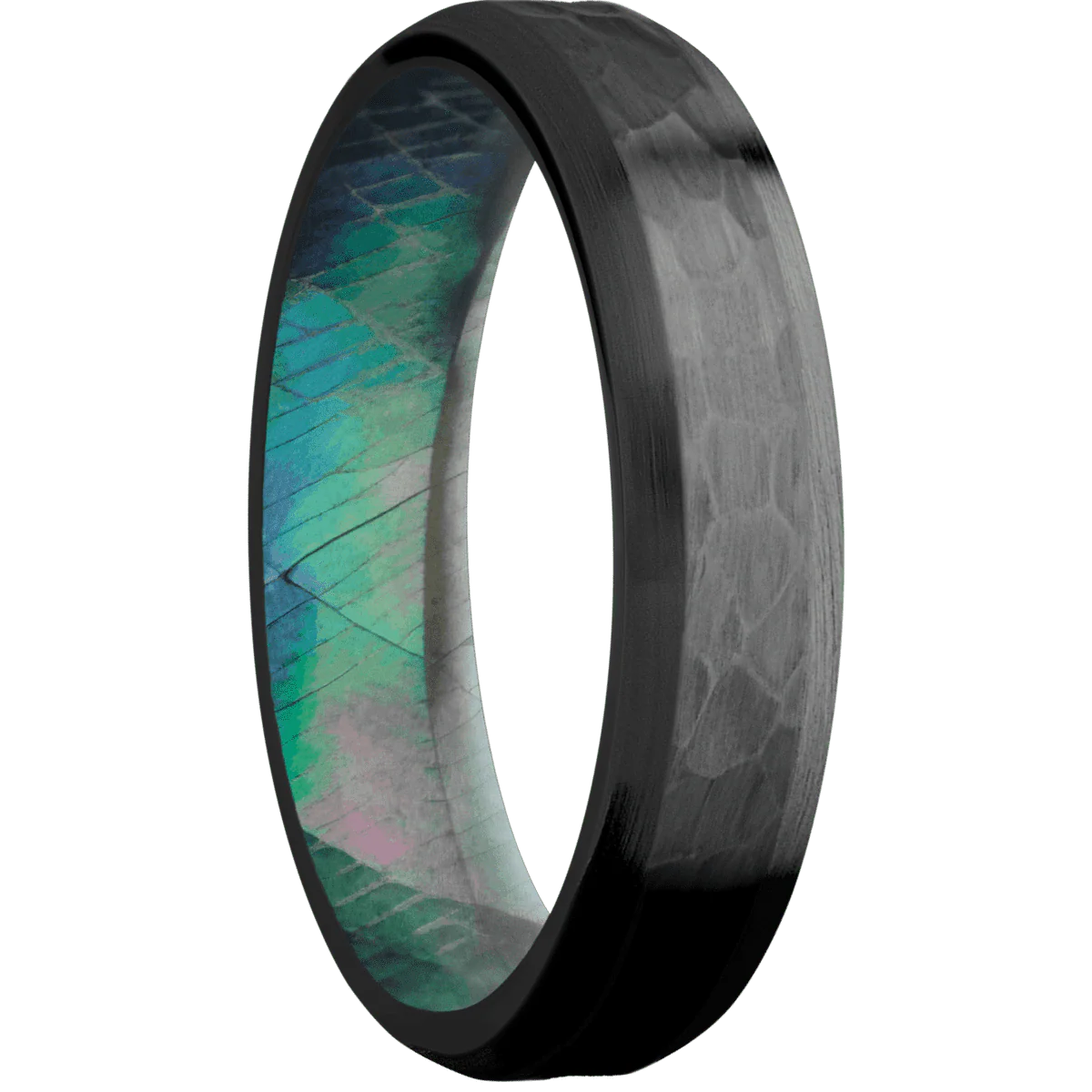 Zirconium + Hammer , Satin Finish + Black Mother of Pearl