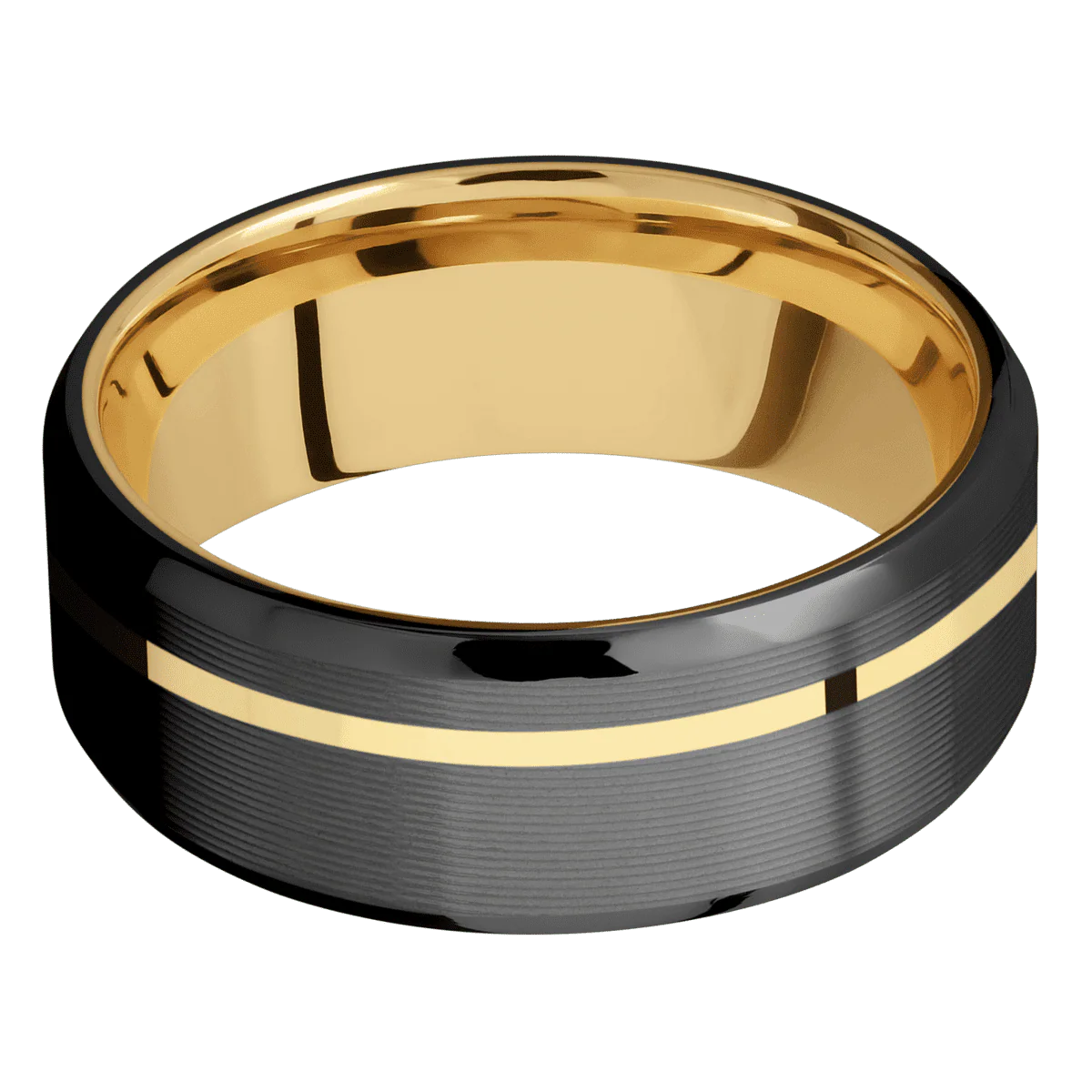 Zirconium + Machine , Polish Finish + 10K Yellow Gold - Image 3