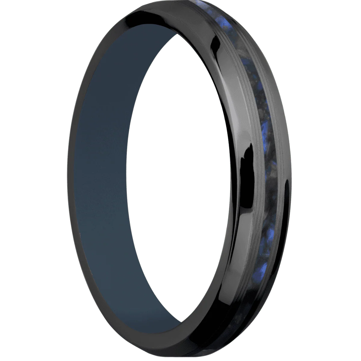 Zirconium + Machine , Polish Finish + Navy Blue