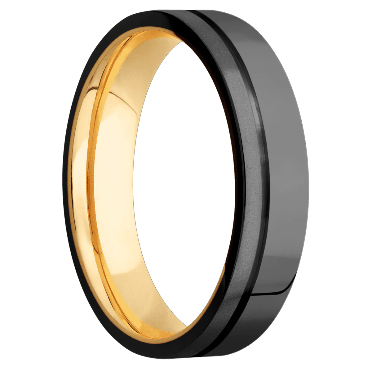 Zirconium + Polish , Bead Finish + 10K Yellow Gold
