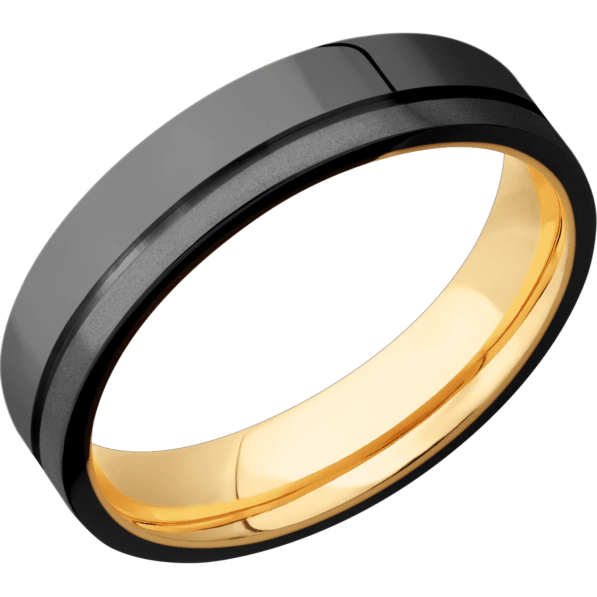 Zirconium + Polish , Bead Finish + 10K Yellow Gold - Image 2