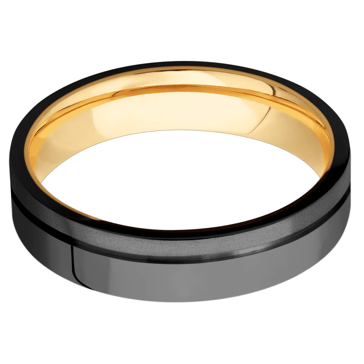 Zirconium + Polish , Bead Finish + 10K Yellow Gold - Image 3
