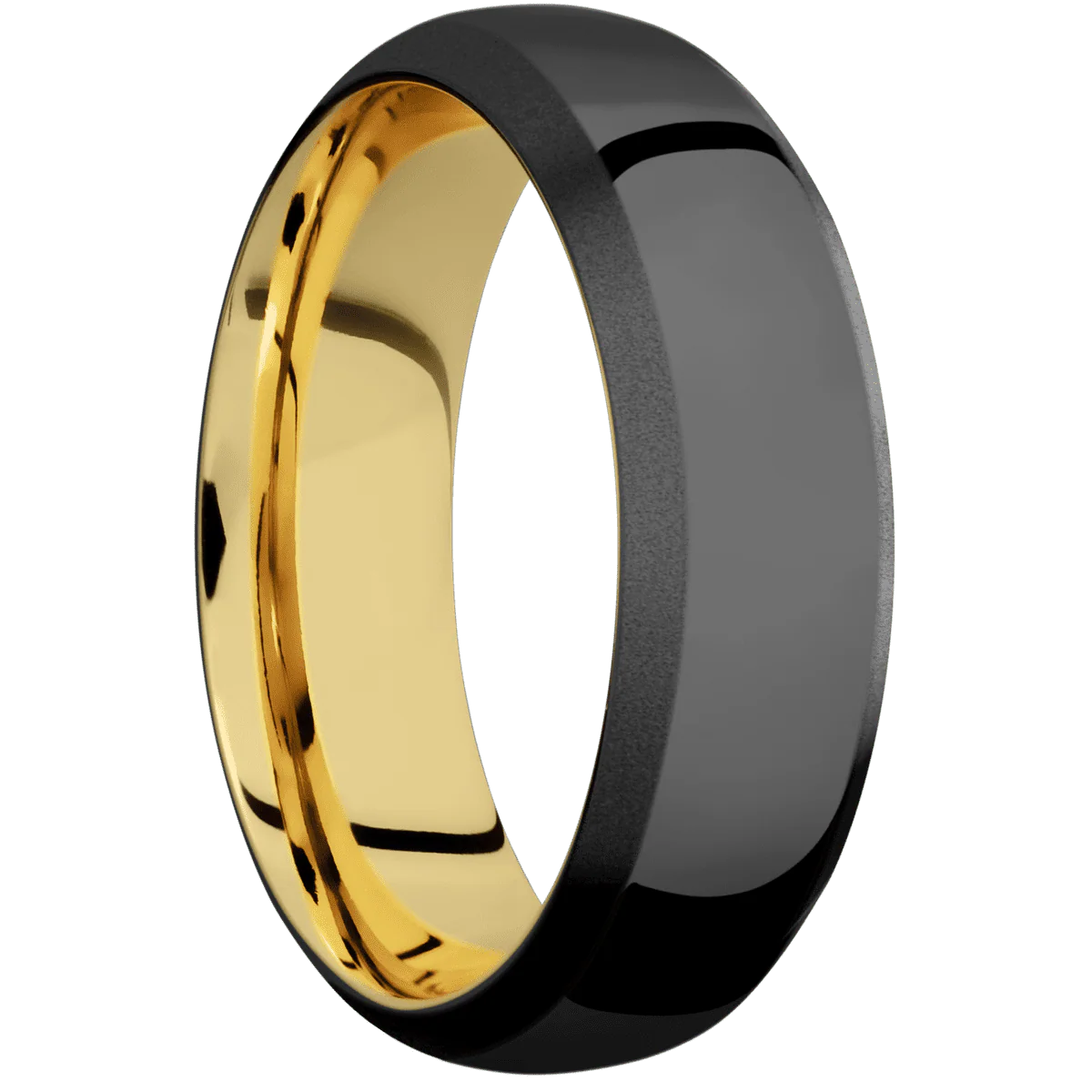 Zirconium + Polish , Bead Finish + 14K Yellow Gold