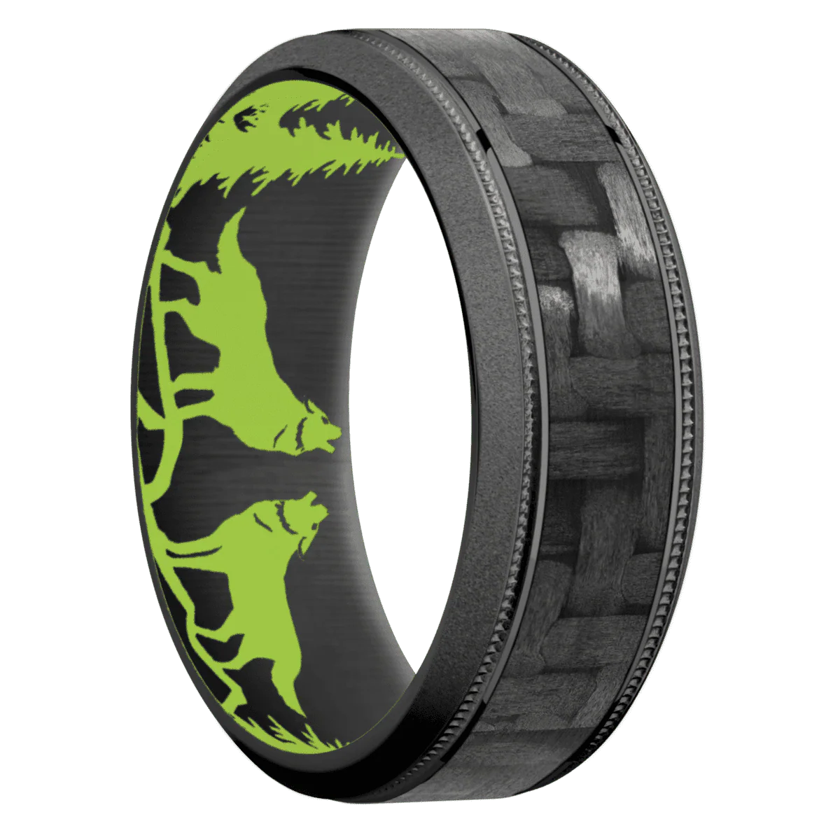 Zirconium + Polish , Bead Finish + Zombie Green