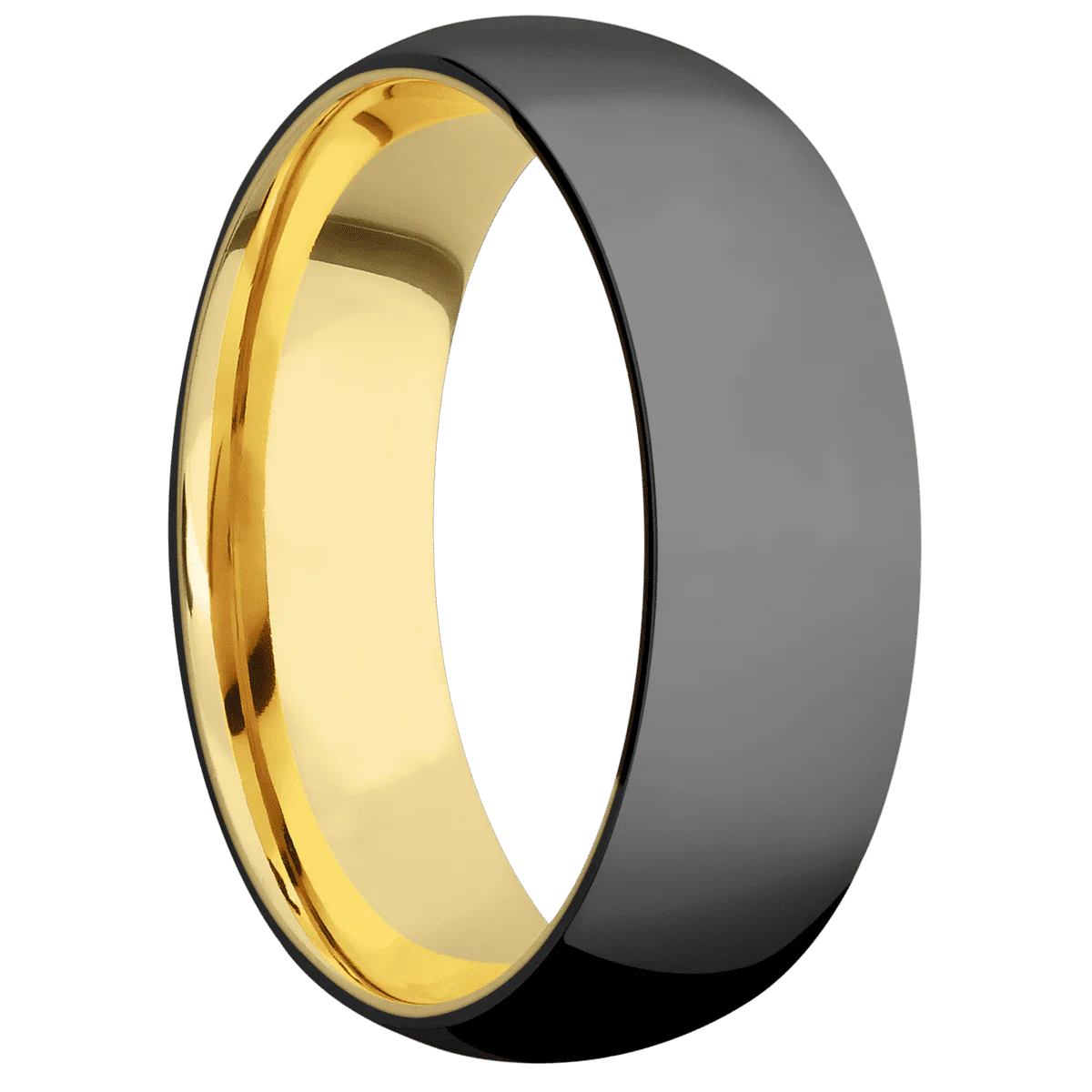 Zirconium + Polish Finish + 14K Yellow Gold