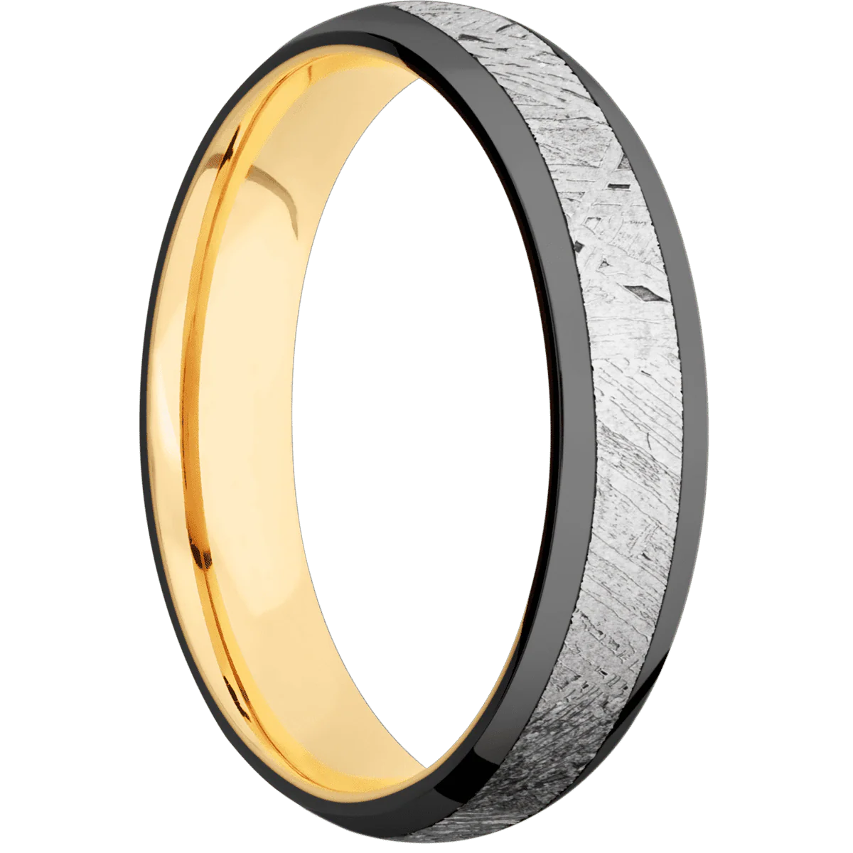 Zirconium + Polish Finish + 14K Yellow Gold