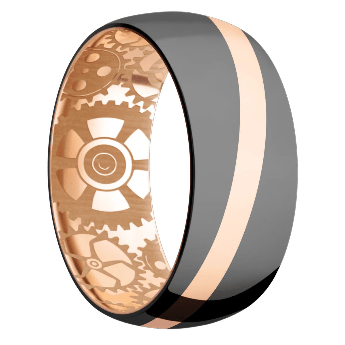 Zirconium + Polish Finish + 18K Rose Gold