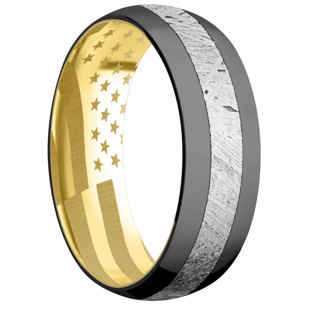 Zirconium + Polish Finish + 18K Yellow Gold