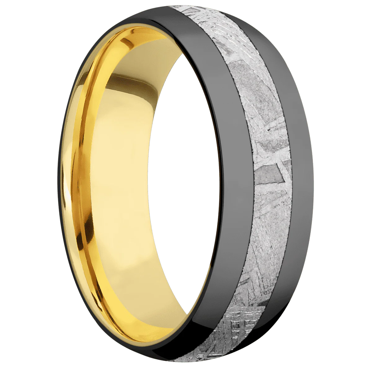 Zirconium + Polish Finish + 18K Yellow Gold