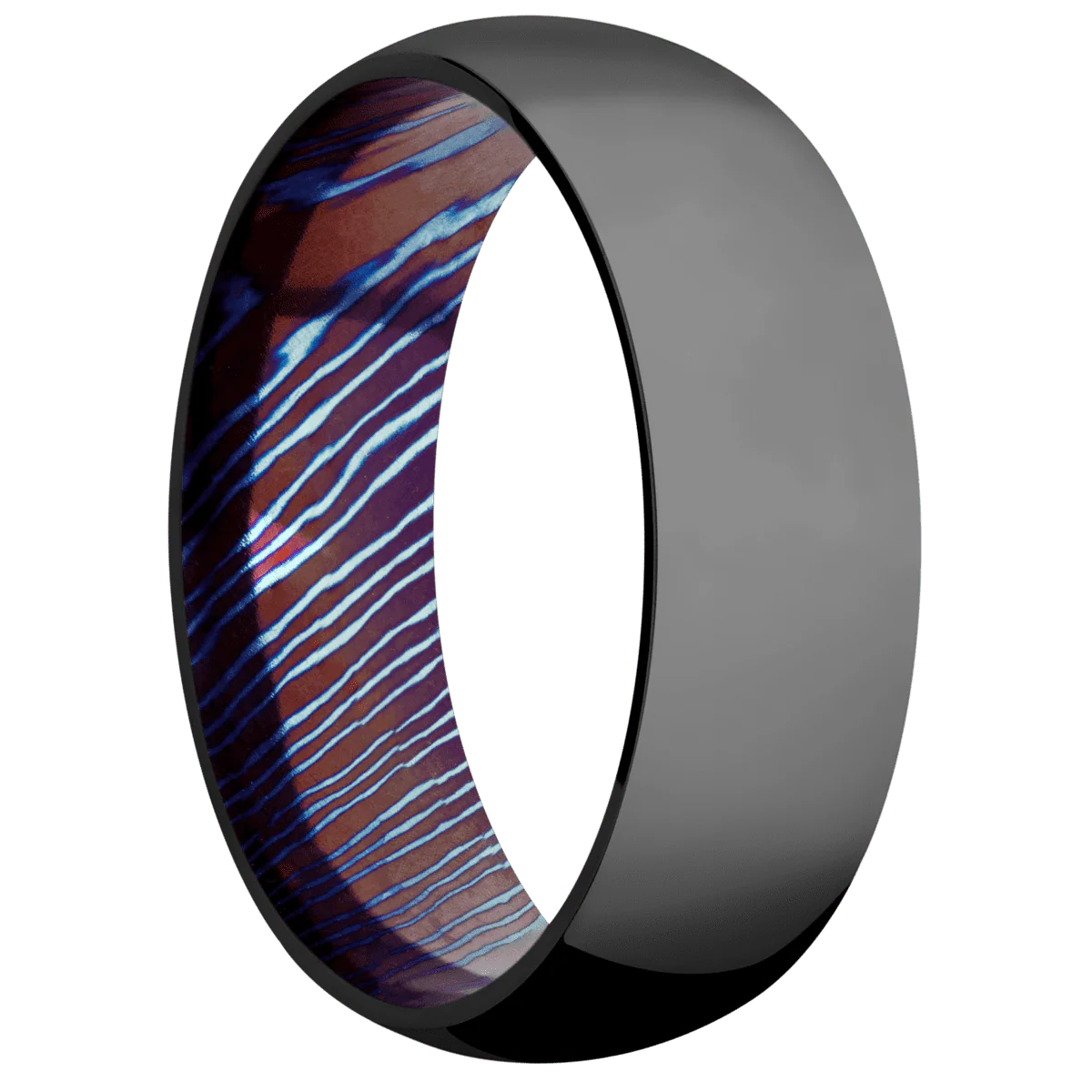 Zirconium + Polish Finish + Titanium Damascus