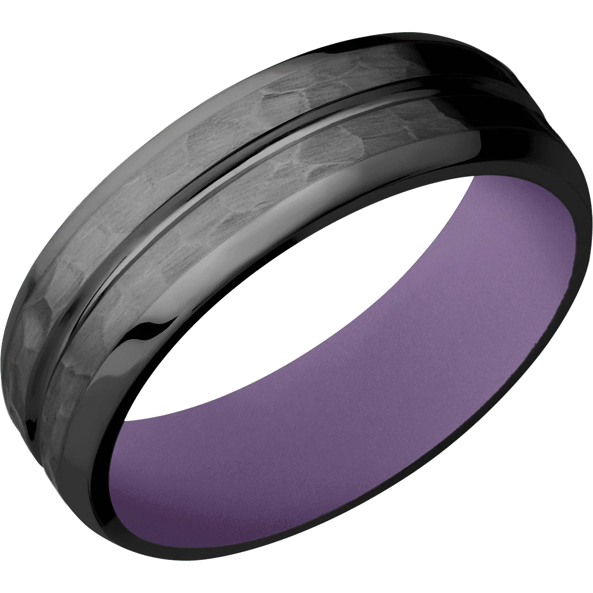 Zirconium + Polish , Hammer Finish + Bright Purple - Image 2