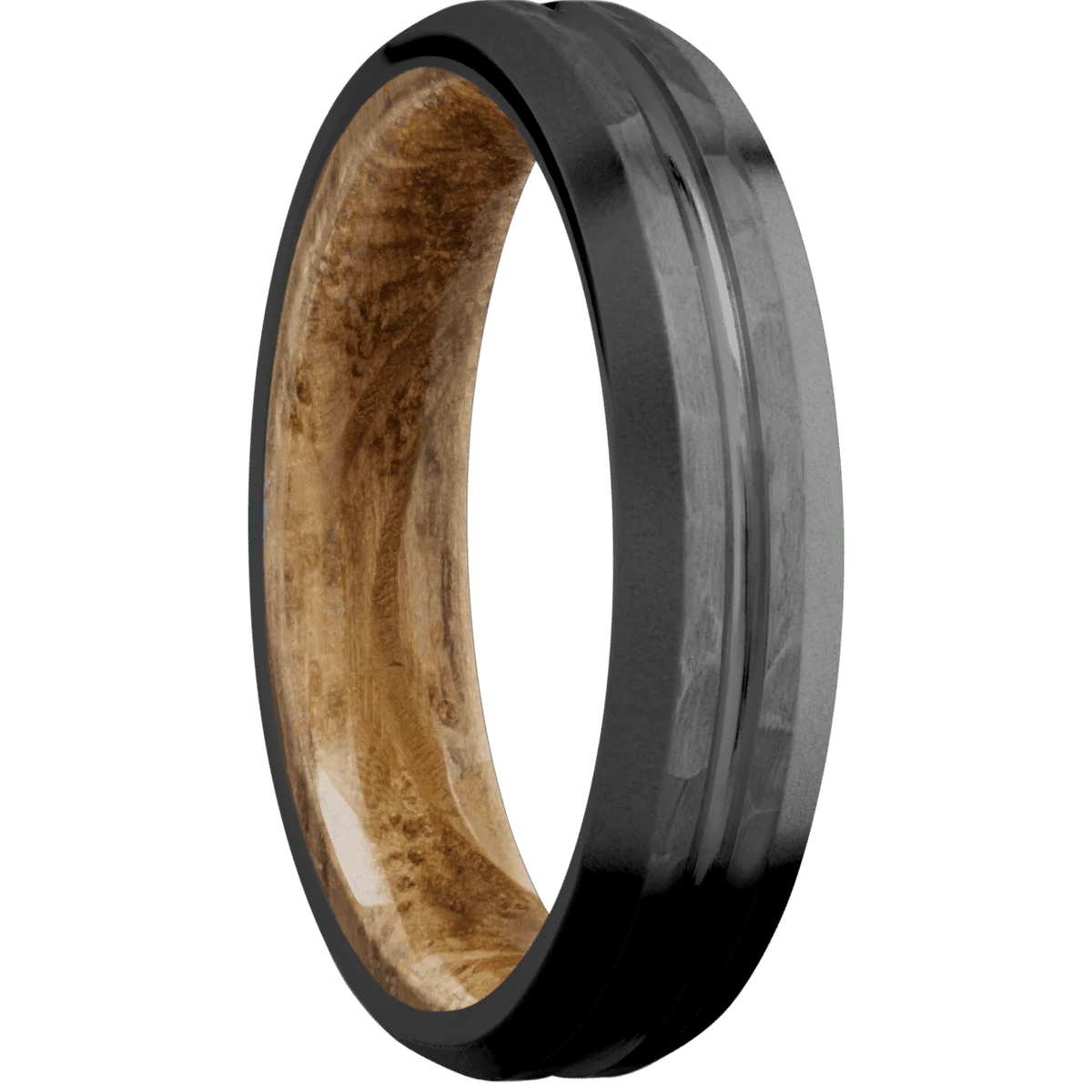 Zirconium + Polish , Hammer Finish + Whiskey Barrel