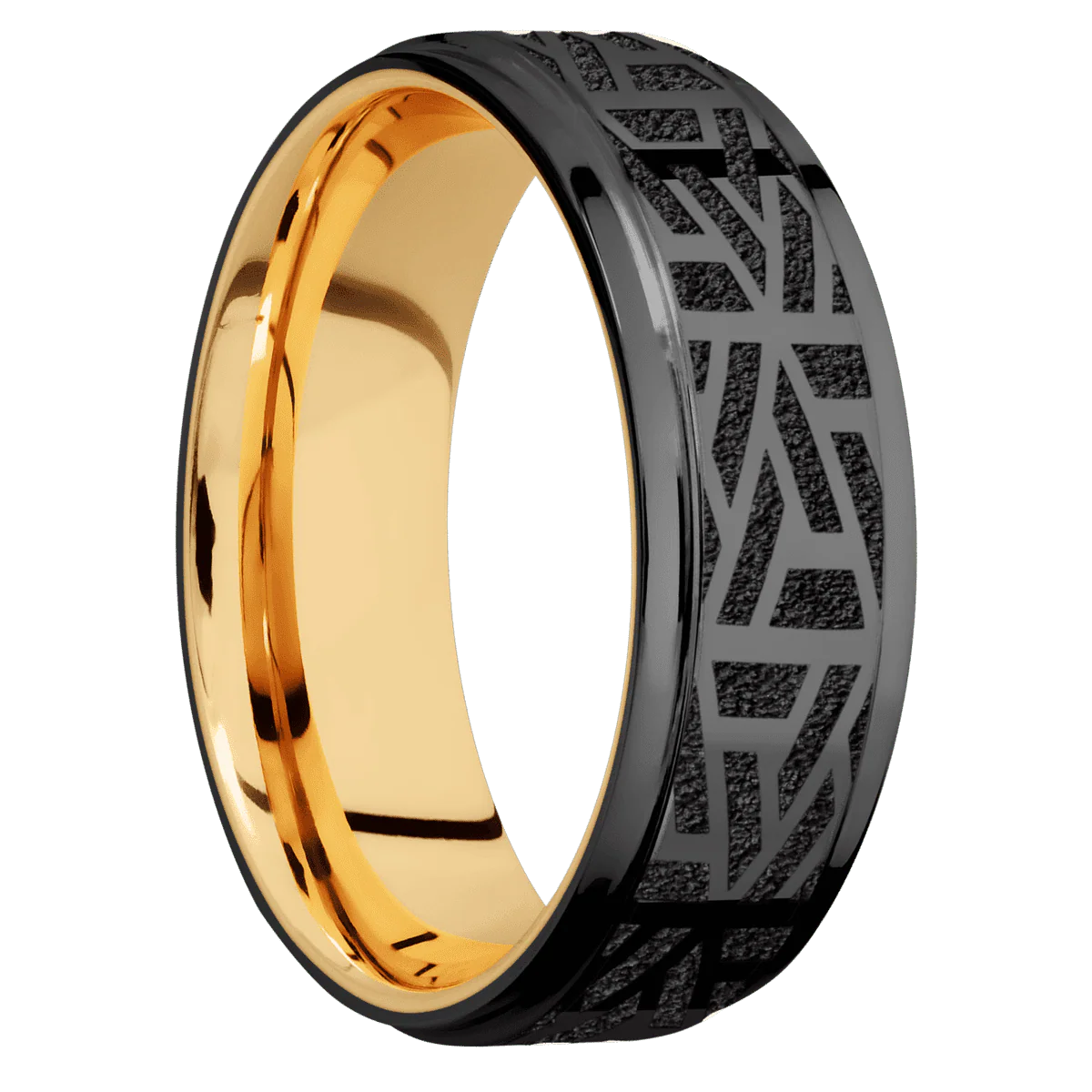 Zirconium + Polish , Polish Finish + 10K Yellow Gold