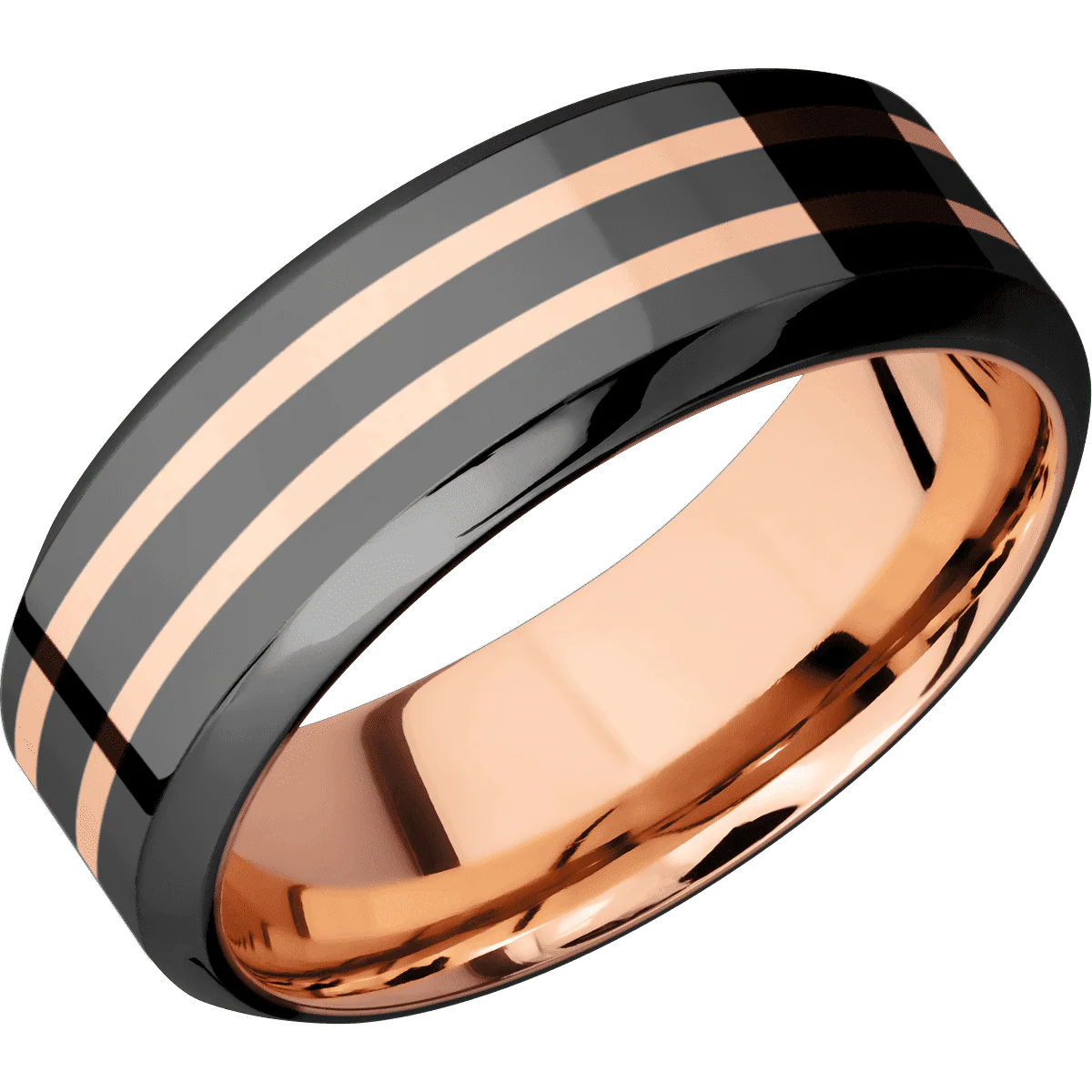Zirconium + Polish , Polish Finish + 14K Rose Gold - Image 2