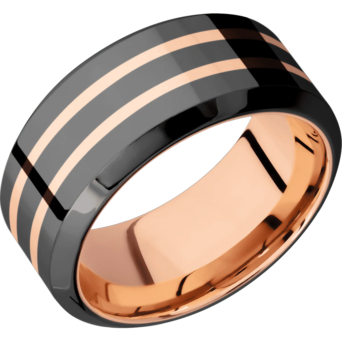 Zirconium + Polish , Polish Finish + 14K Rose Gold - Image 2