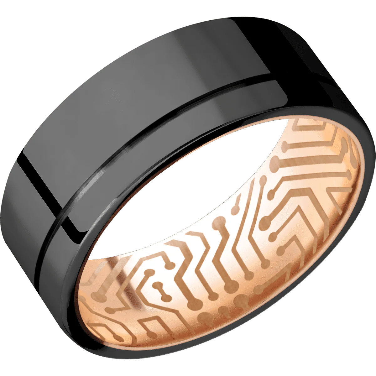 Zirconium + Polish , Polish Finish + 14K Rose Gold - Image 2