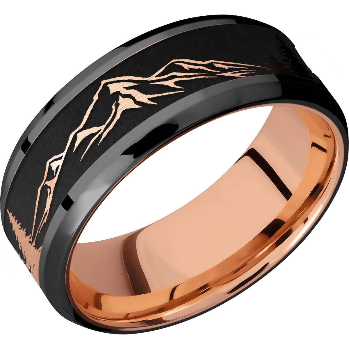 Zirconium + Polish , Polish Finish + 14K Rose Gold - Image 2