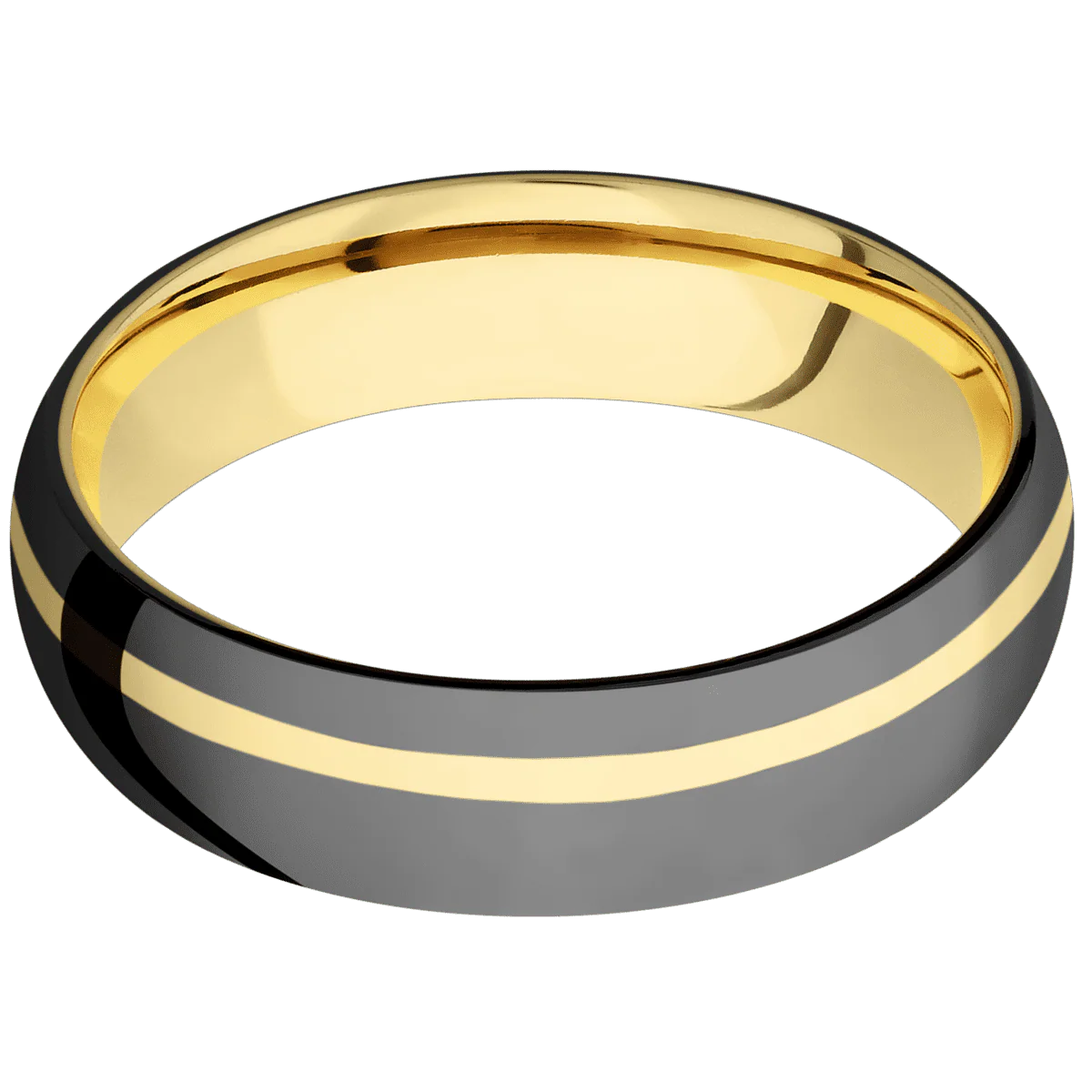 Zirconium + Polish , Polish Finish + 14K Yellow Gold - Image 3