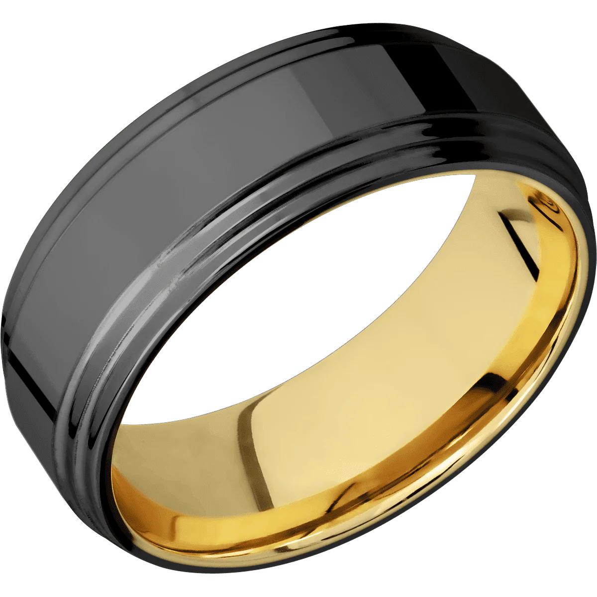 Zirconium + Polish , Polish Finish + 14K Yellow Gold - Image 2