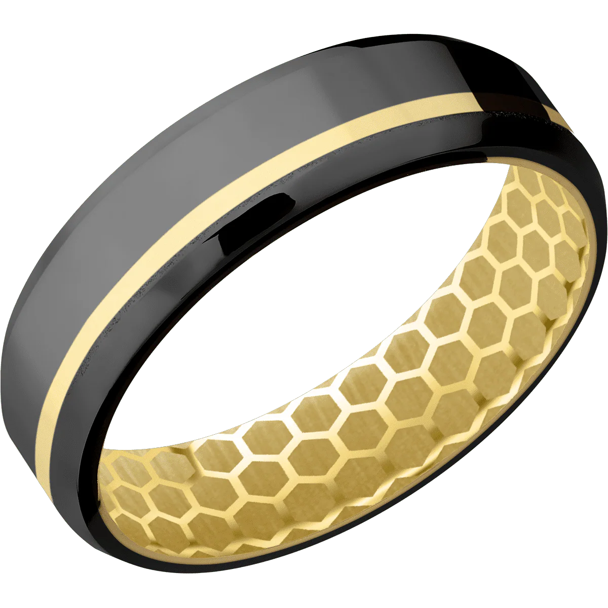 Zirconium + Polish , Polish Finish + 14K Yellow Gold - Image 2