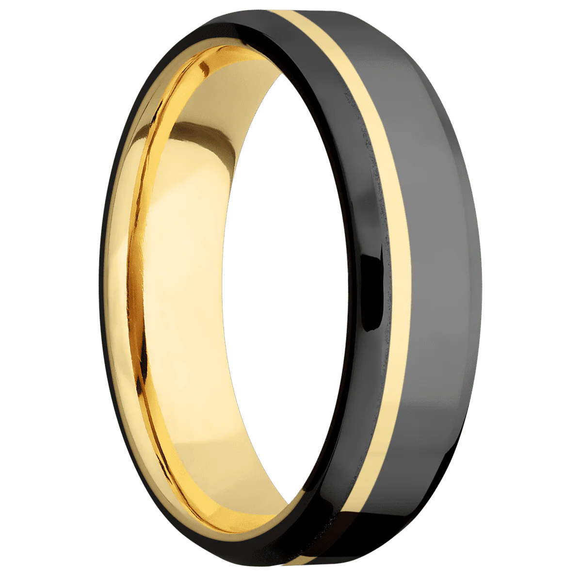 Zirconium + Polish , Polish Finish + 14K Yellow Gold