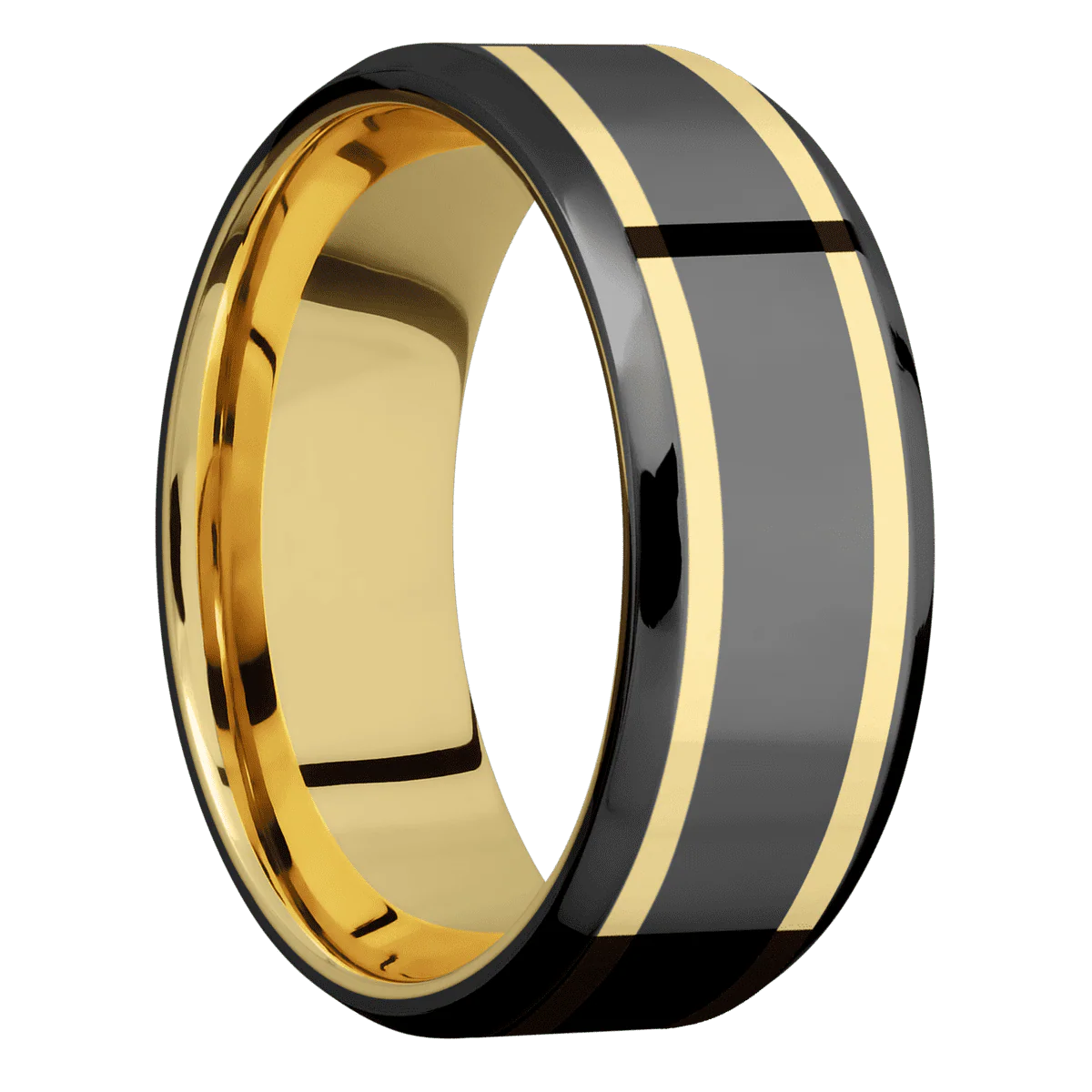 Zirconium + Polish , Polish Finish + 14K Yellow Gold