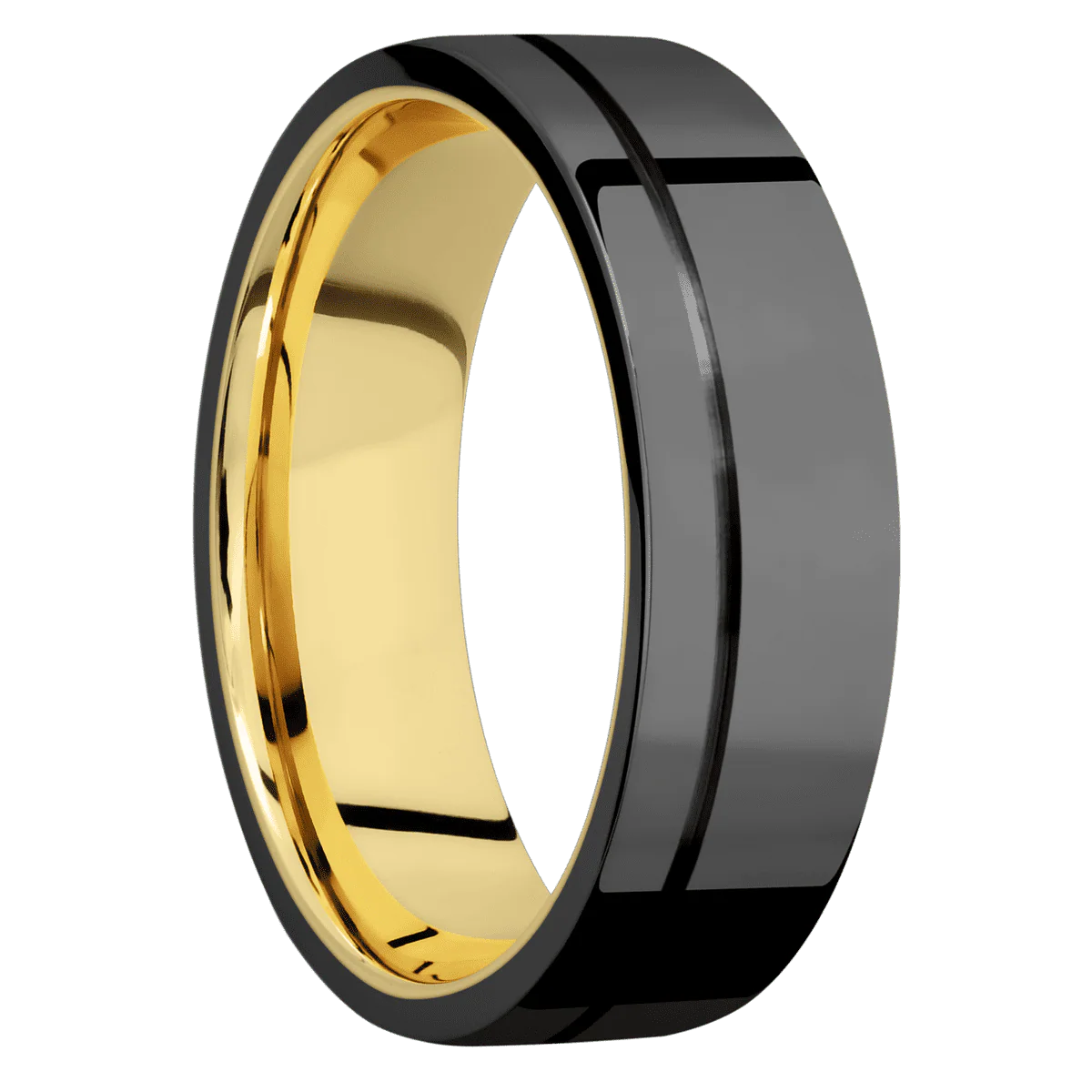 Zirconium + Polish , Polish Finish + 14K Yellow Gold