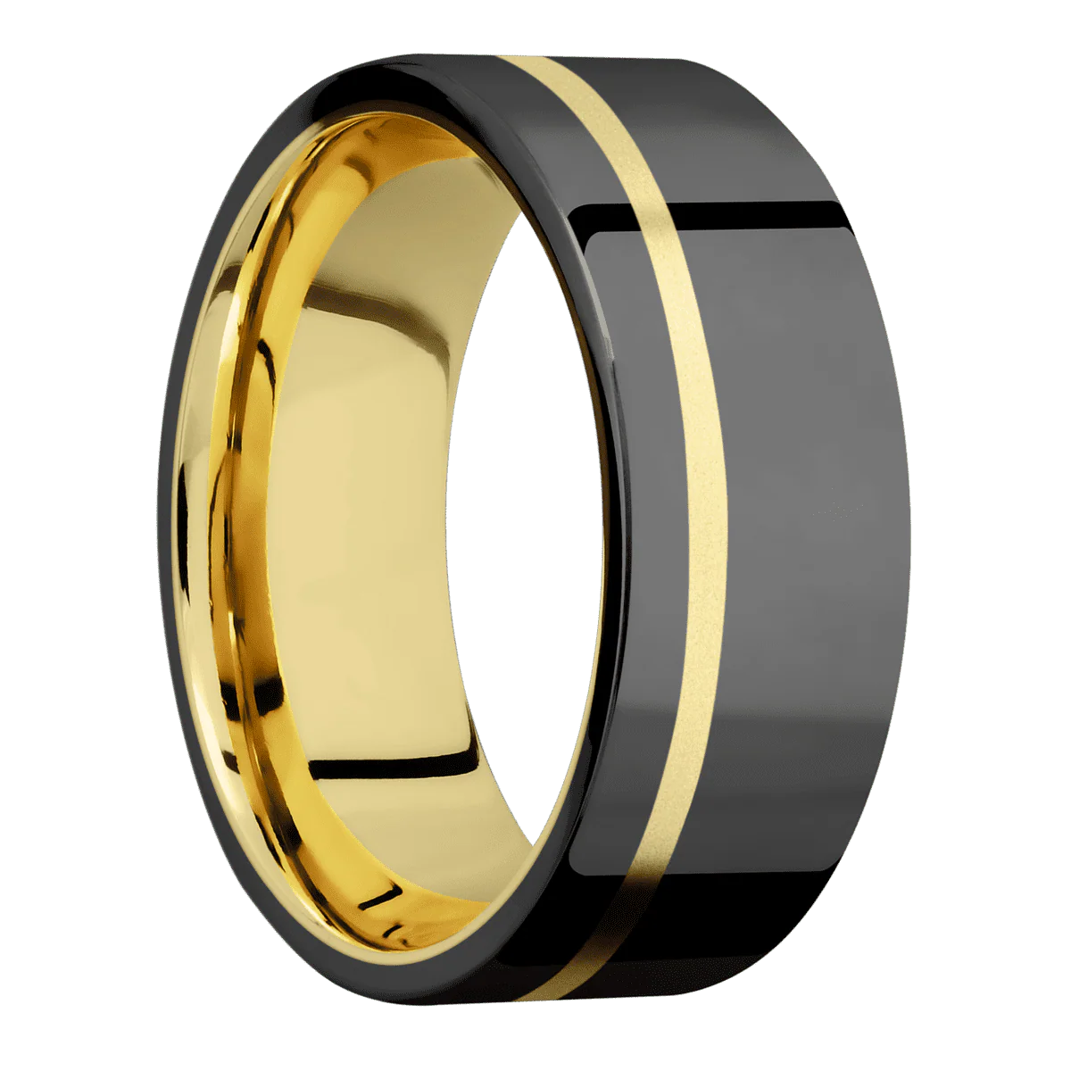 Zirconium + Polish , Polish Finish + 14K Yellow Gold