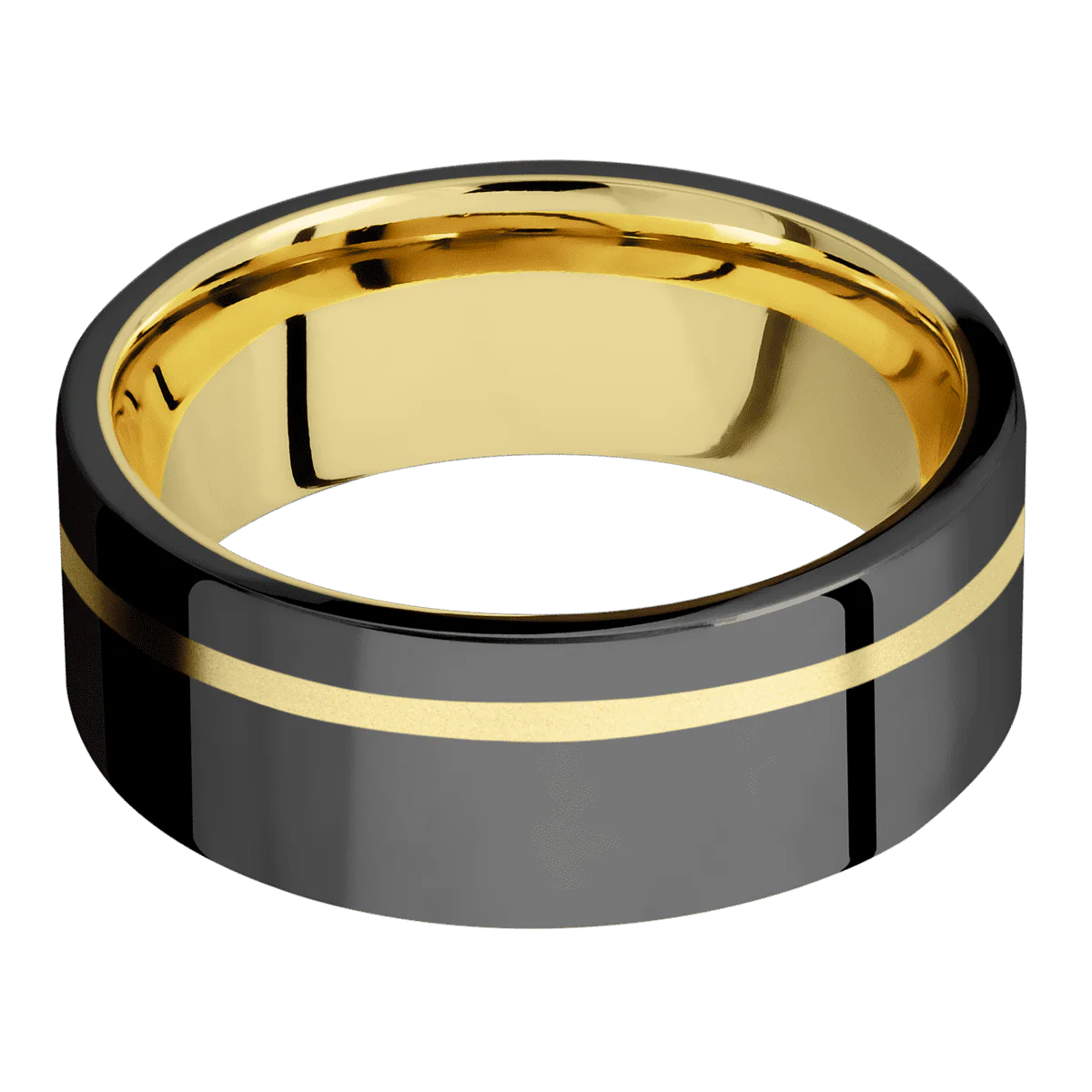 Zirconium + Polish , Polish Finish + 14K Yellow Gold - Image 3