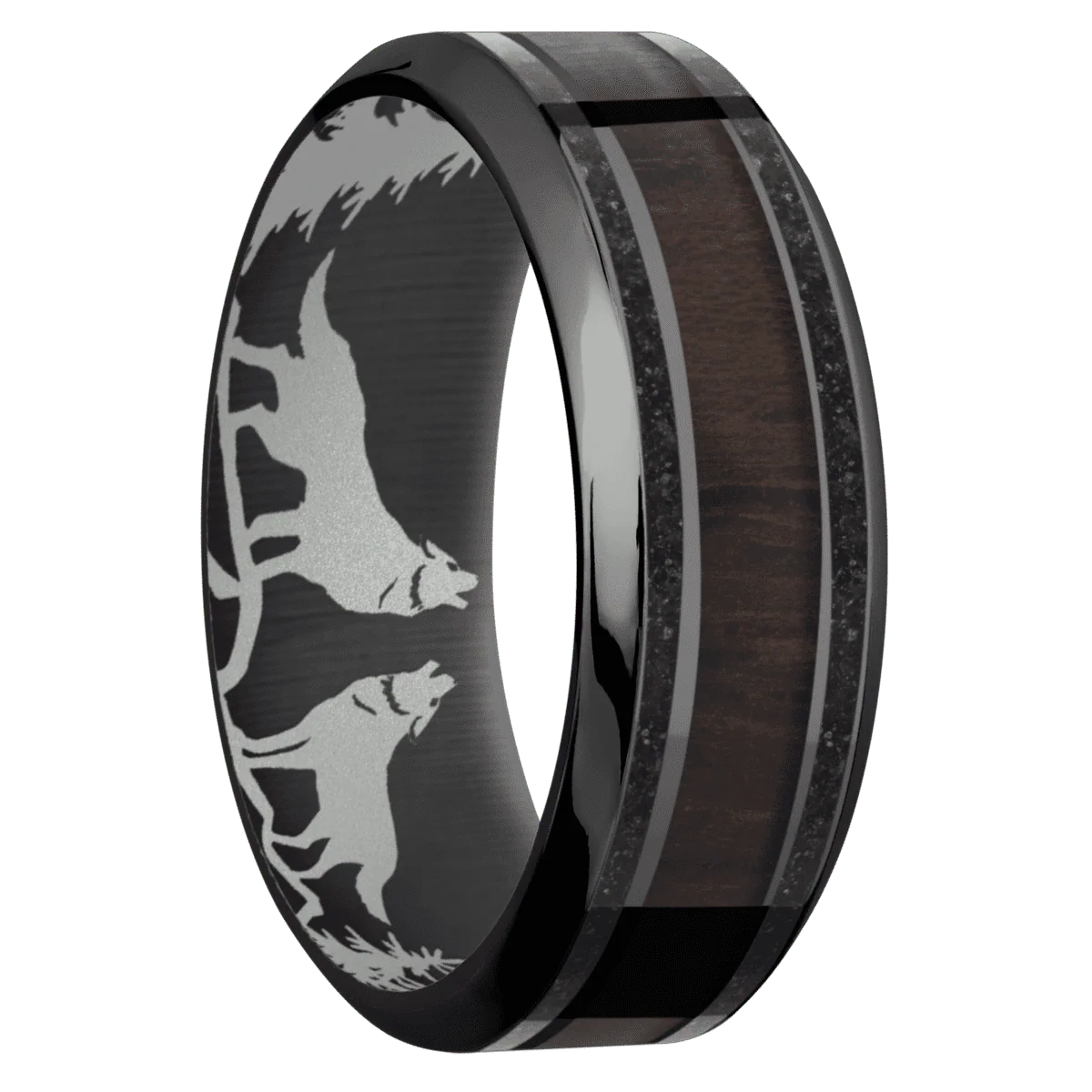 Zirconium + Polish , Polish Finish + Crushed Silver