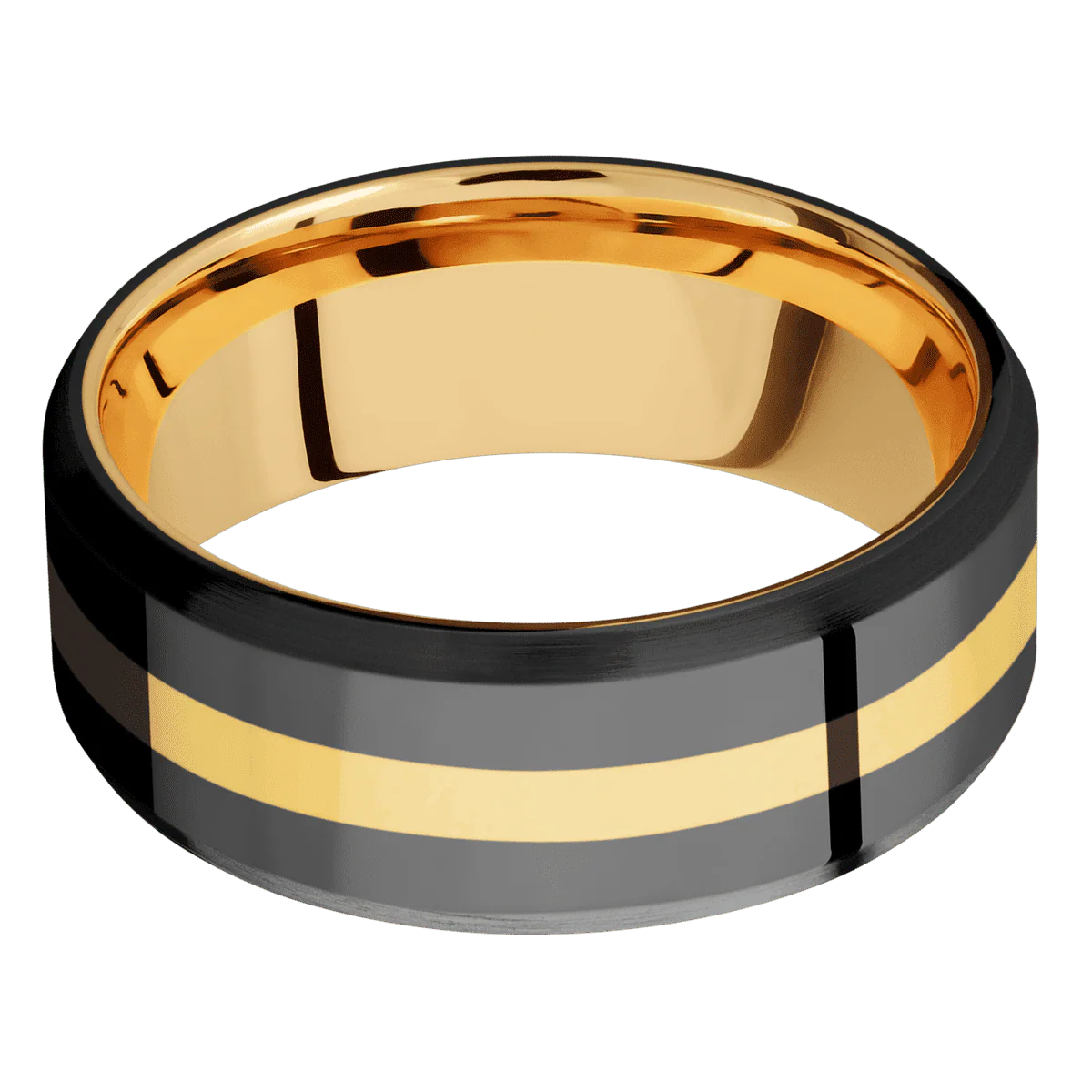 Zirconium + Polish , Satin Finish + 14K Yellow Gold - Image 3