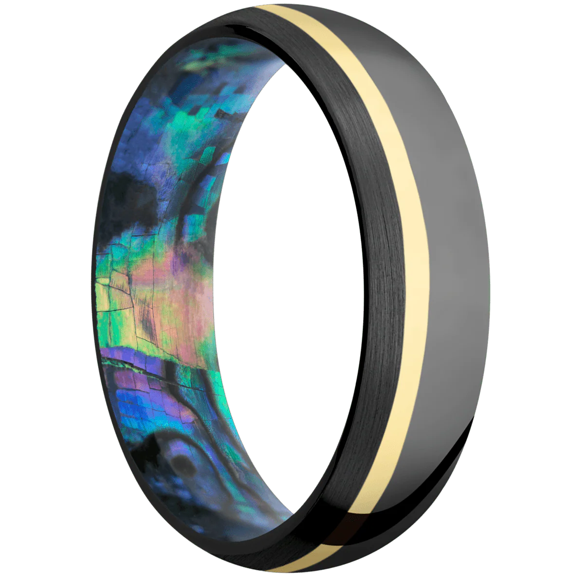 Zirconium + Polish , Satin Finish + Abalone