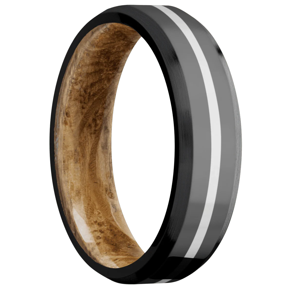 Zirconium + Polish , Satin Finish + Whiskey Barrel