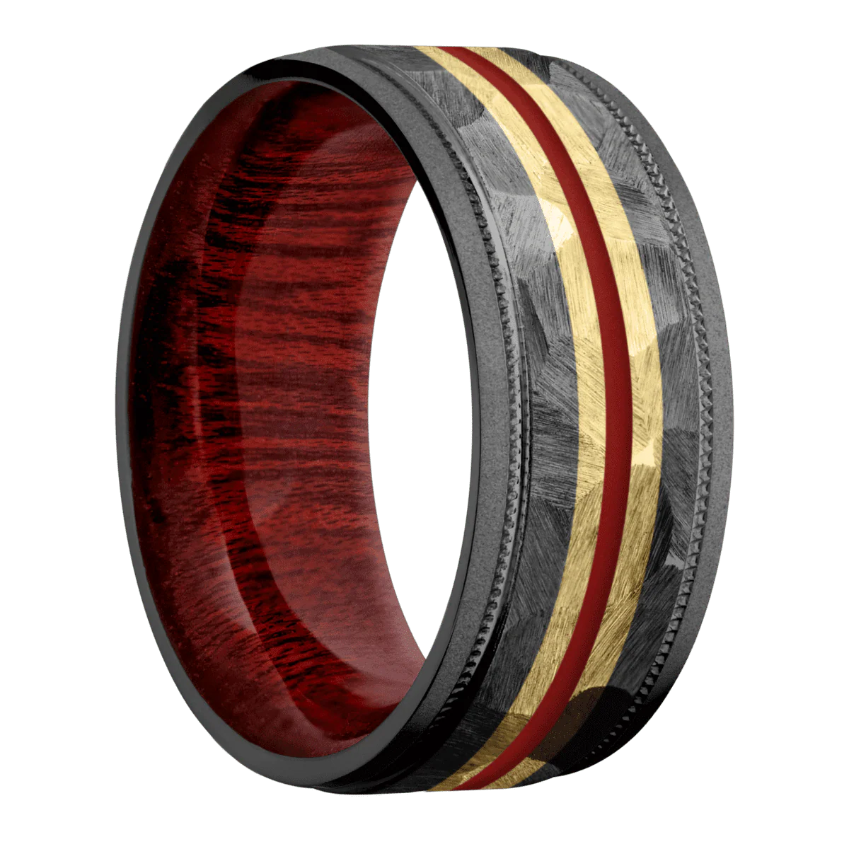 Zirconium + Rock , Bead Finish + Blood Wood