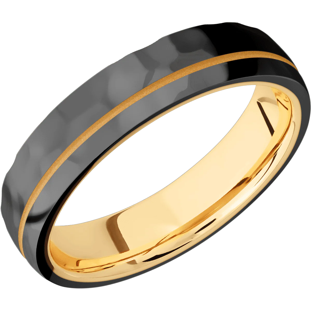 Zirconium + Rockpolish , Rockpolish Finish + 14K Yellow Gold - Image 2